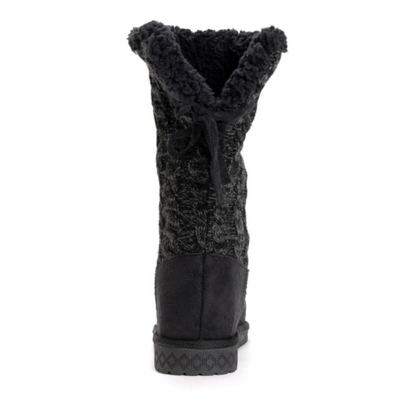 Muk Luks Black Suede Calf Height Foldable Faux Shearling Winter Boots Size 10 - Picture 6 of 12